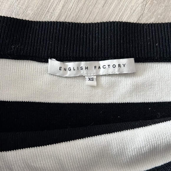 English factory lace ruffle sleeve striped off the shoulder top - Picture 6 of 13